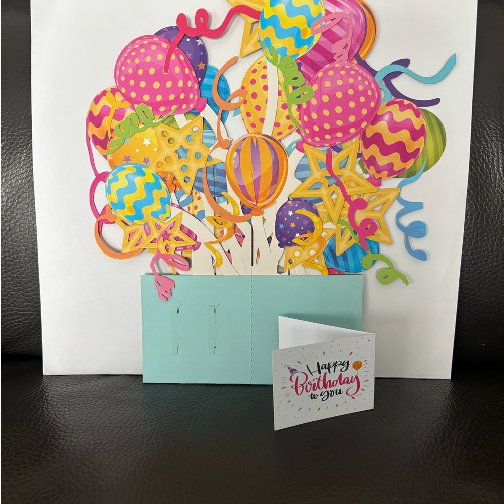 Colorful Balloon Birthday Party Pop Up Card - Picture 5 of 5